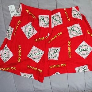 Men's Tabasco Hot Sauce Red Sleep Boxer Shorts Size Small NWT